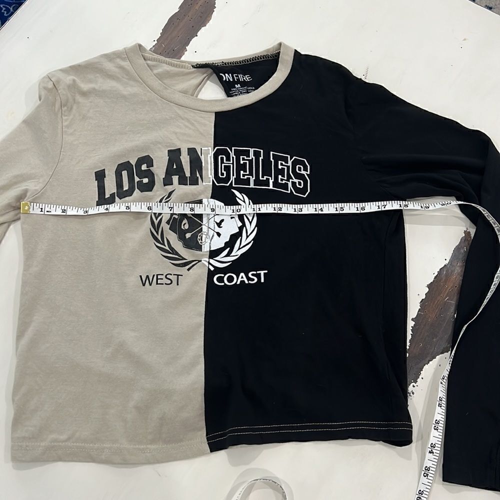 On Fire tan and black Los Angeles West Coast top M - Picture 7 of 10